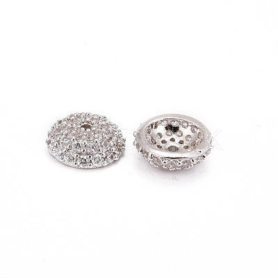 Apetalous Half Round/Dome Brass Micro Pave Cubic Zirconia Bead Caps ZIRC-D062-P-1