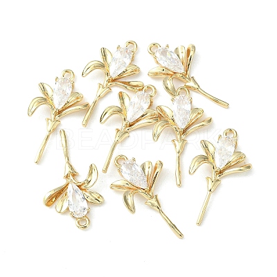 Brass Pave Cubic Zirconia Pendants X-KK-G462-49KCG-1