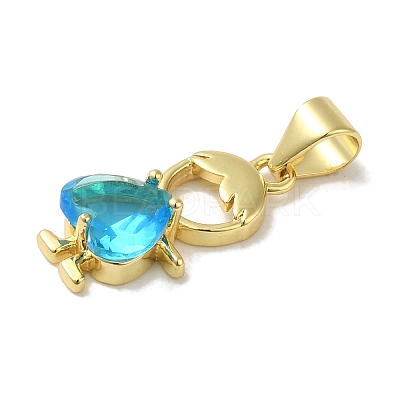 Rack Plating Brass Glass Pendants KK-P272-18-G-1