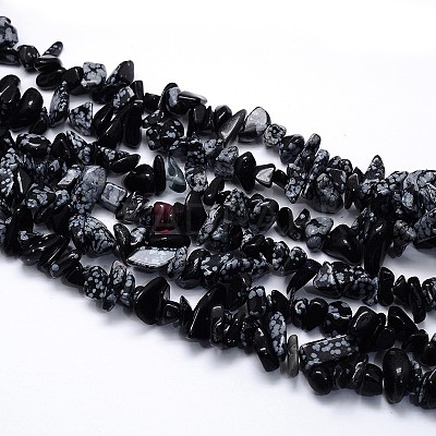 Natural Snowflake Obsidian Beads Strands G-O049-B-44-1
