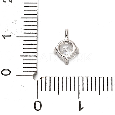925 Sterling Silver Clear Cubic Zirconia Flat Round Charms STER-U009-07P-02-1