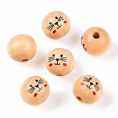Natural Wood European Beads WOOD-S055-16A-1