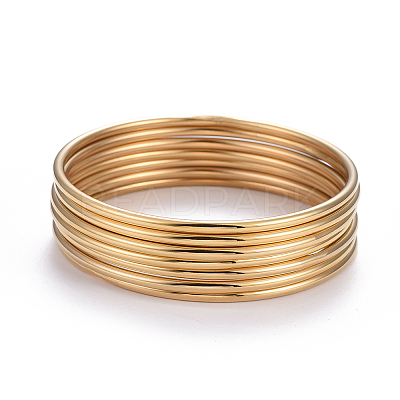 7Pcs 201 Stainless Steel Plain Bangle Sets for Women X-BJEW-L664-022C-G02-1