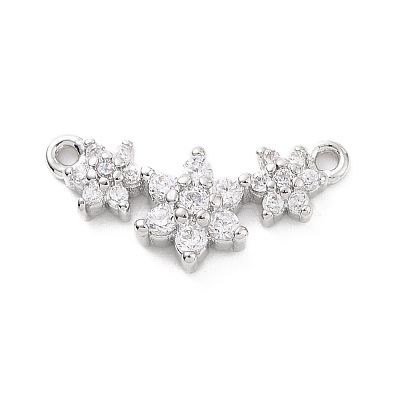 Eco-friendly Rack Plating Brass Micro Pave Cubic Zirconia 2-Loop Charms KK-F843-08P-1