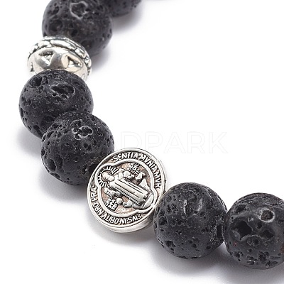 3Pcs 3 Style Natural Lava Rock & Synthetic Hematite Stretch Bracelets Set BJEW-JB08692-1