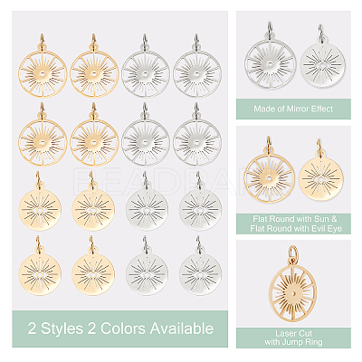 16Pcs 4 Style 201 Stainless Steel Pendants STAS-DC0004-50-1