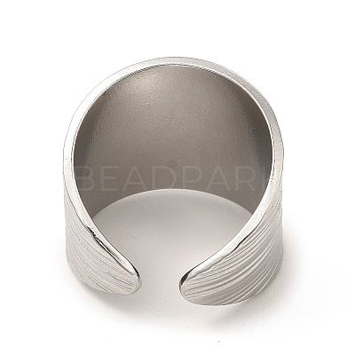 Non-Tarnish 304 Stainless Steel Textured Wide Open Cuff Ring for Women LS-RJEW-E070-01P-1