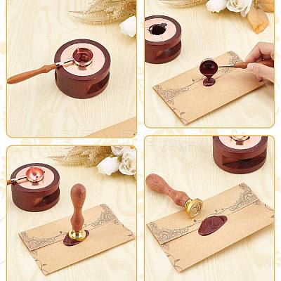 Brass Wax Seal Stamps with Wood Handle AJEW-WH0412-0152-1