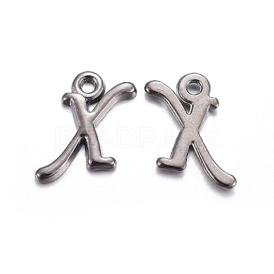 Gunmetal Plated Alloy Letter Pendants PALLOY-J718-01B-X-1