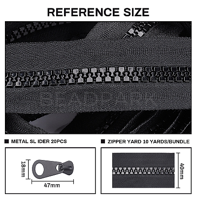 Nylon Closed-end Zipper and Resin Zipper Sliders Zipper Head DIY-BC0011-68-1