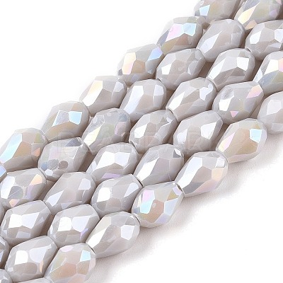Opaque Solid Color Electroplate Glass Beads Strands EGLA-N013-P6mm-B05-1
