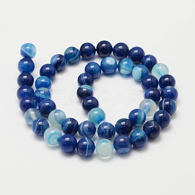 Natural Striped Agate/Banded Agate Bead Strands X-G-K155-B-8mm-02-1