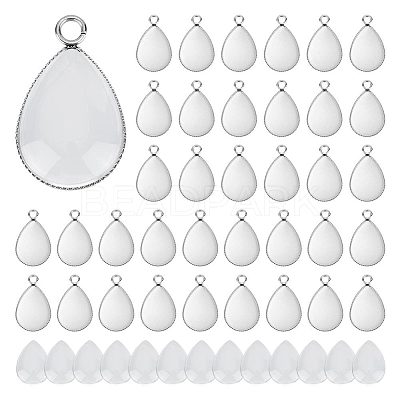 50Pcs 304 Stainless Steel Pendant Cabochon Settings STAS-UN0042-64-1