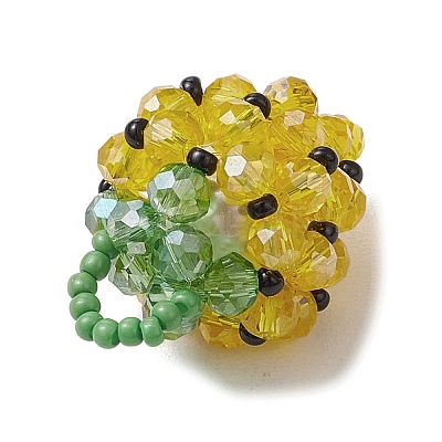 Glass Seed Beaded Pendants PALLOY-GD00003-01-1