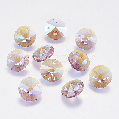Faceted Glass Rhinestone Charms RGLA-F049-10mm-371PS-1