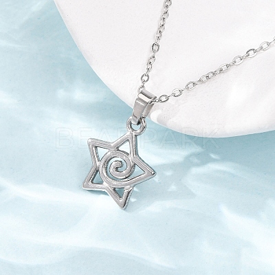 304 Stainless Steel Star Pendant Cable Chain Necklaces for Men Women NJEW-K308-01B-P-1