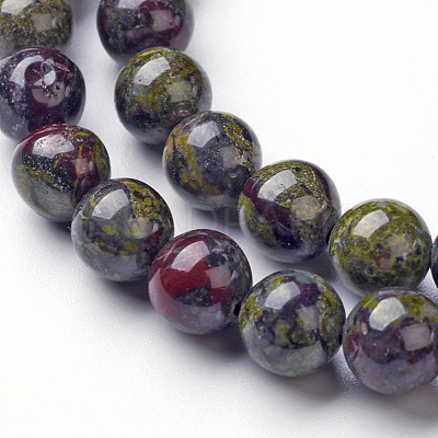 Natural Dragon Blood Jasper Bead Strands X-G-G957-24-4mm-1
