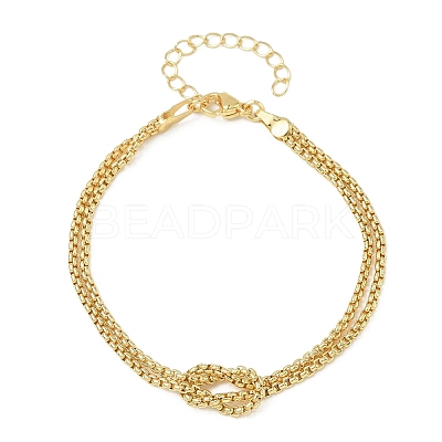 Brass Box Chain Knot 2-Strand Bracelets for Women KK-CBA68DA-17B-G-1