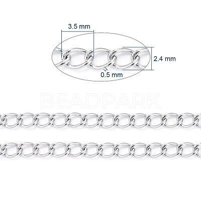 Non-Tarnish 3.28 Feet 304 Stainless Steel Curb Chains X-CHS-F006-04A-P-1