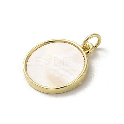Brass Pave Shell Pendants KK-I708-14G-G-1
