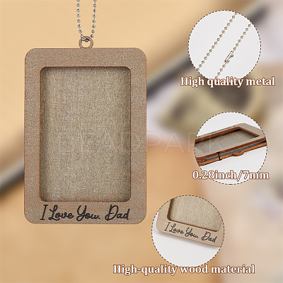 Rectangle with Word I Love You Dad Wood Hanging Photo Frame HJEW-SP0001-19A-1
