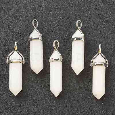 Natural White Jade Pointed Pendants G-M378-01P-A12-1