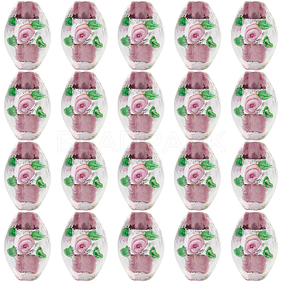 20Pcs Handmade Foil Glass Lampwork Beads LAMP-PA0001-63B-1