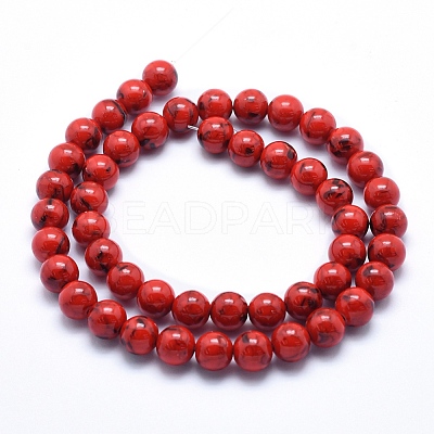 Sea Shell and Synthetic Turquoise Assembled Beads Strands G-G758-11-8mm-1