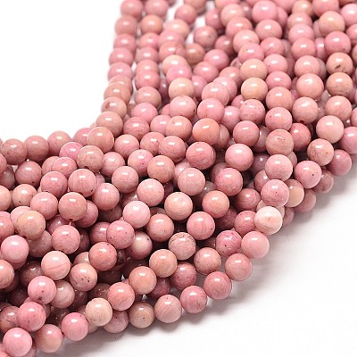 Natural Rhodonite Round Bead Strands X-G-P072-38-4mm-1
