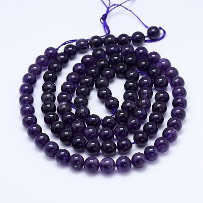 Natural Amethyst Round Bead Strands G-M212-4mm-02C-1