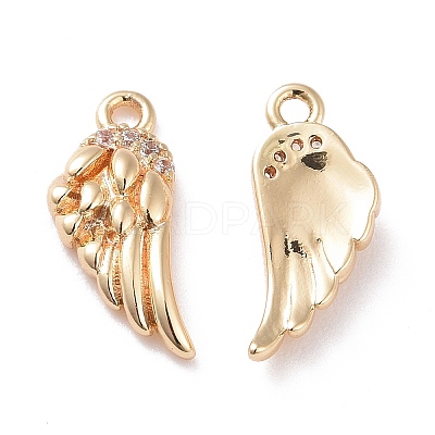 Brass Micro Pave Clear Cubic Zirconia Charms X-KK-G418-12G-1