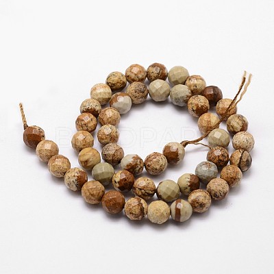 Natural Picture Jasper Beads Strands G-D840-47-4mm-1