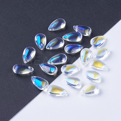 Electroplate Glass Charms EGLA-L014-06-1