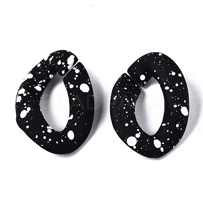 Spray Painted CCB Plastic Linking Rings X-CCB-Q091-018B-1
