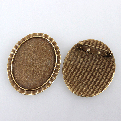 Vintage Alloy Brooch Cabochon Bezel Settings X-PALLOY-N0085-20AB-NF-1