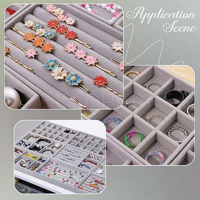 18 Grids Rectangle Wood Covered with Velvet Jewelry Trinket Display Trays AJEW-WH20054-062H-02-1