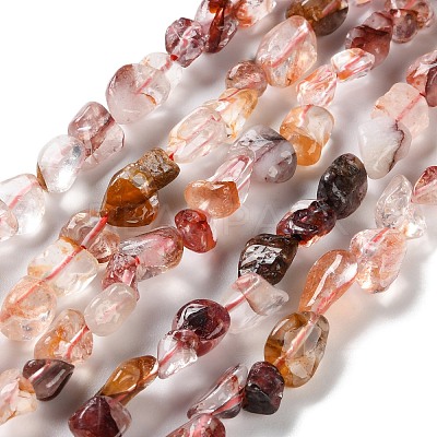 Natural Hematoid Quartz/Ferruginous Quartz Beads Strands G-P497-01C-01-1