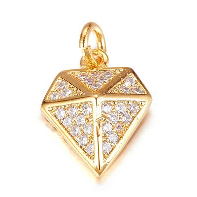 Brass Micro Pave Cubic Zirconia Charms ZIRC-P060-20G-1