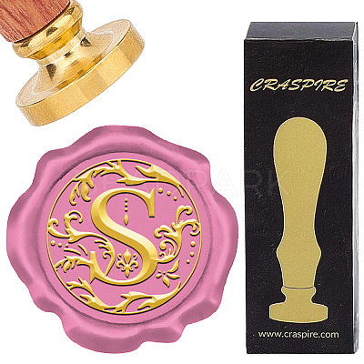 Brass Wax Seal Stamps with Wood Handle AJEW-WH0412-0252-1