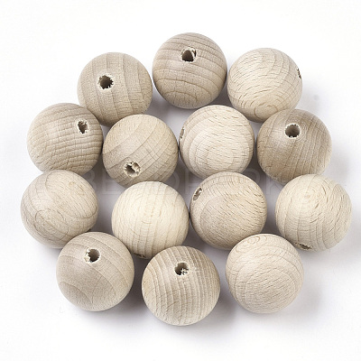 Natural Beech Wood Beads WOOD-T020-01D-1