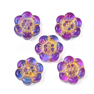 Baking Paint and Golden Metal Enlaced Glass Beads DGLA-T004-10D-1