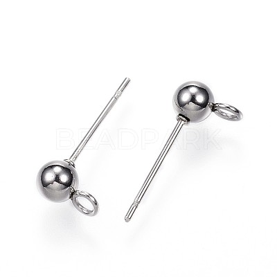 Non-Tarnish 304 Stainless Steel Ball Stud Earring Findings LS-STAS-G099-09P-1