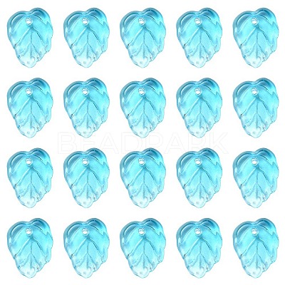Autumn Theme Two-Tone Transparent Glass Charms GLAA-YW0001-53B-1