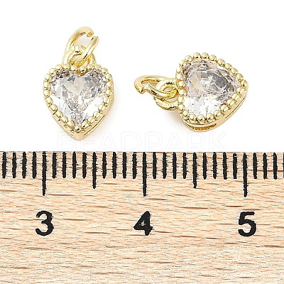 Real 18K Gold Plated Brass Inlaid Cubic Zirconia Charms ZIRC-L100-074G-04-1