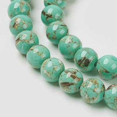 Sea Shell and Synthetic Turquoise Assembled Beads Strands G-G758-07-10mm-1