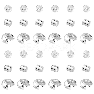 300Pcs 3 Style Iron & Brass Crimp Beads Covers KK-YW0002-16-1