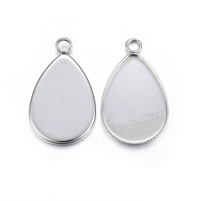 Tarnish Resistant 304 Stainless Steel Pendant Cabochon Settings STAS-P210-09P-01-1
