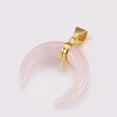 Natural Rose Quartz Pendants G-P001-33G-1