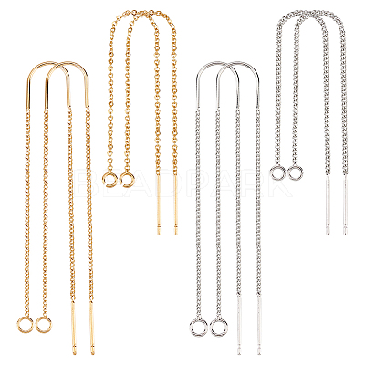 8Pcs 4 Style Brass Stud Earring Findings KK-BC0011-84-1