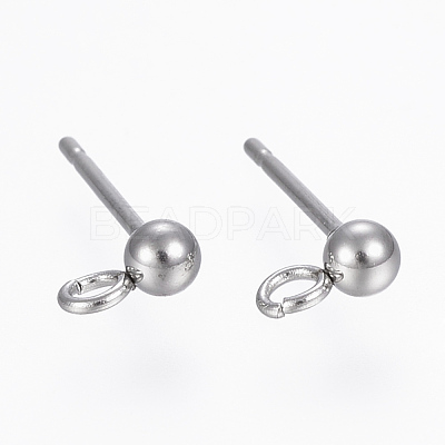 Non-Tarnish 304 Stainless Steel Ball Stud Earring Post STAS-H410-10P-1